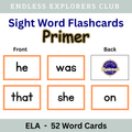 Dolch Sight Word Flashcards Primer