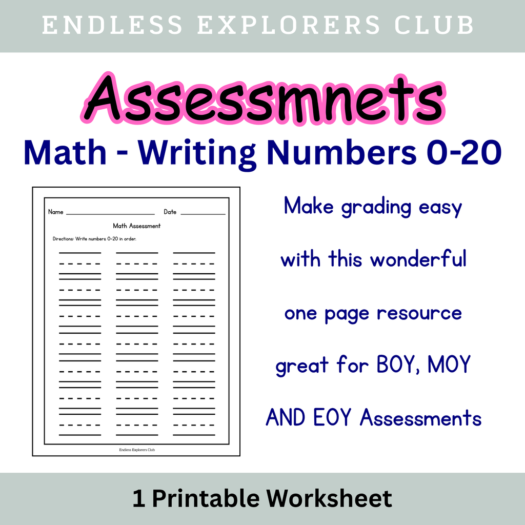 Assessment - Math (Write Numbers 0-20)