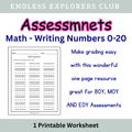 Assessment - Math (Write Numbers 0-20)