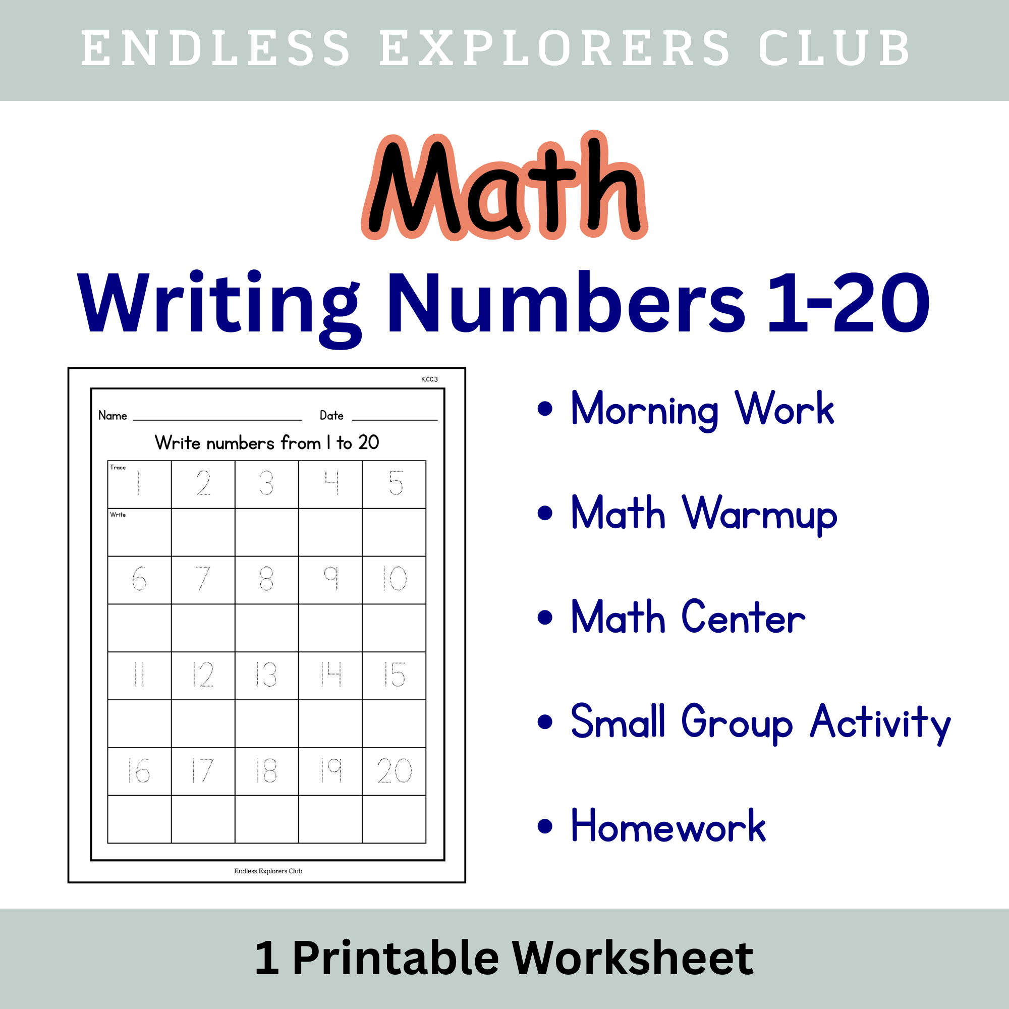 Writing Numbers 1-20
